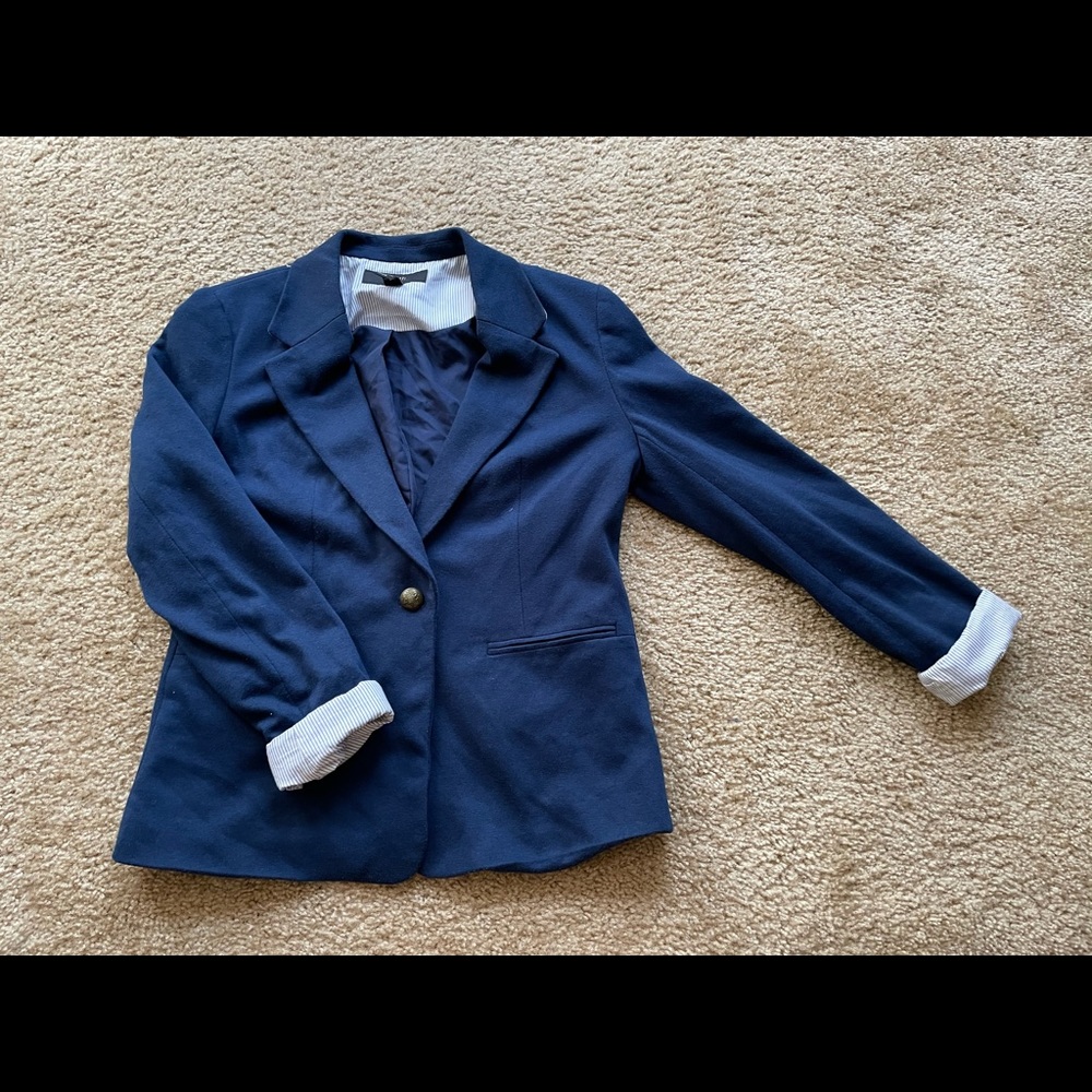 Navy blue padded blazer jacket